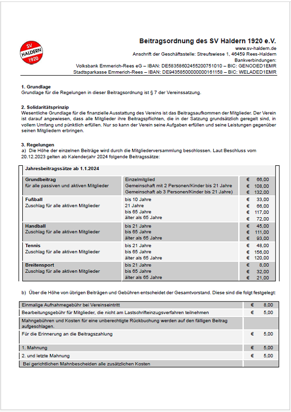 Beitragsordnung