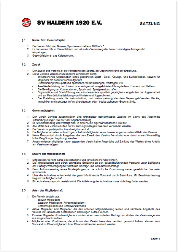 Vereinssatzung